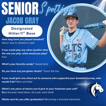 PBColtsBaseball's tweet photo. Colts Baseball | Senior Spotlight
Class of 2025: The Fantastic Five!
Spotlight 4 goes to J Gray #20
⚾️JACOB GRAY⚾️
We’re turning the spotlight on our incredible Class of Seniors! ⚾️Thank-you, Class of 2025!!
#ColtsBaseball #SeniorSpotlight #FantasticFive https://t.co/HWejbwuc5M