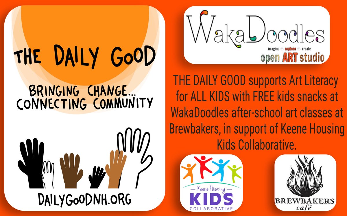 You know that THE DAILY GOOD has brought 100,000+ culturally diverse foods to its free, college Global Foods Pantries since 2019, but did you know we support #literacy programs? We provide free snacks 4 all kids @ WakaDoodles after school #art classes, including kids in need. 🧡