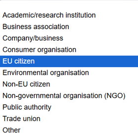 ✔️ Se puede contestar a la consulta en nombre de una entidad o como ciudadano/a 🇪🇺👌