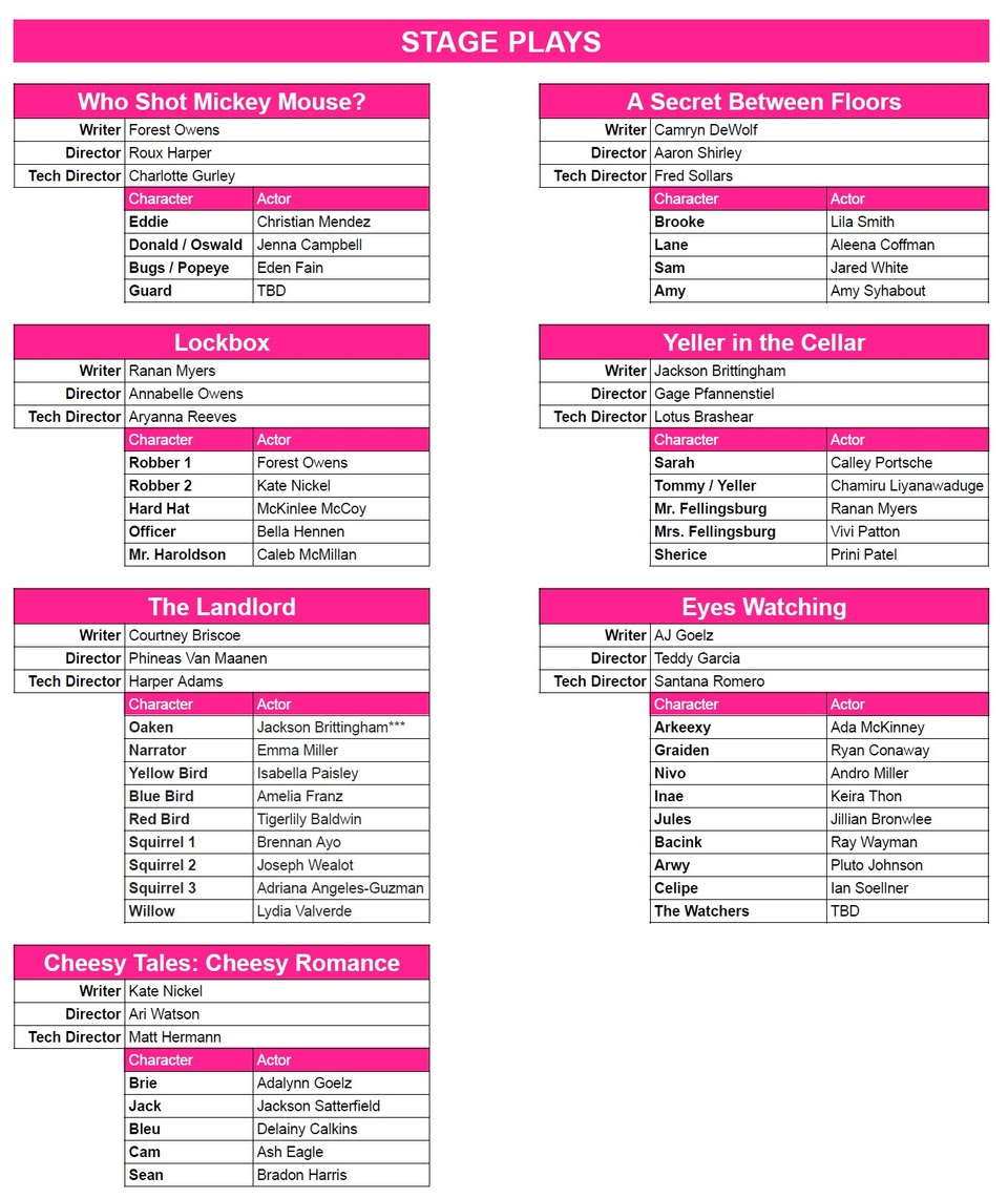 One night only!

OW's New Works Theatre and Film Fest hits the stage Saturday, May 3 at 7 p.m. You don't want to miss these incredible student-written, student-produced, student-led plays and short films.

Tix at owtheatre.com.