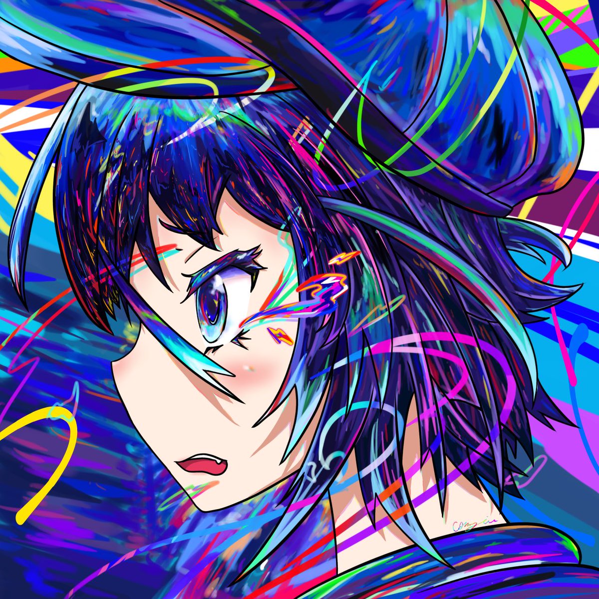 カラフル横顔少女
＃イラスト 
＃一次創作祭り春の陣2025 
＃ゴールデンウィークSNS展覧会2025 
#GWはフォロワーさんが増えるらしい