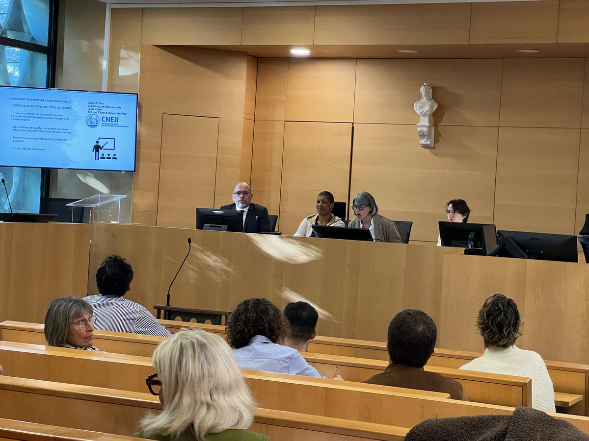 Le 18.04.25 s'est tenue au sein du <a href="/TjBayonne/">TJ Bayonne</a> une formation organisée par la CEJCA de Pau en partenariat avec le <a href="/TjBayonne/">TJ Bayonne</a> et la CNEJI. 
La thématique abordée était la suivante : "expert en évaluation immobilière: compétences et méthodes di bon expert" .