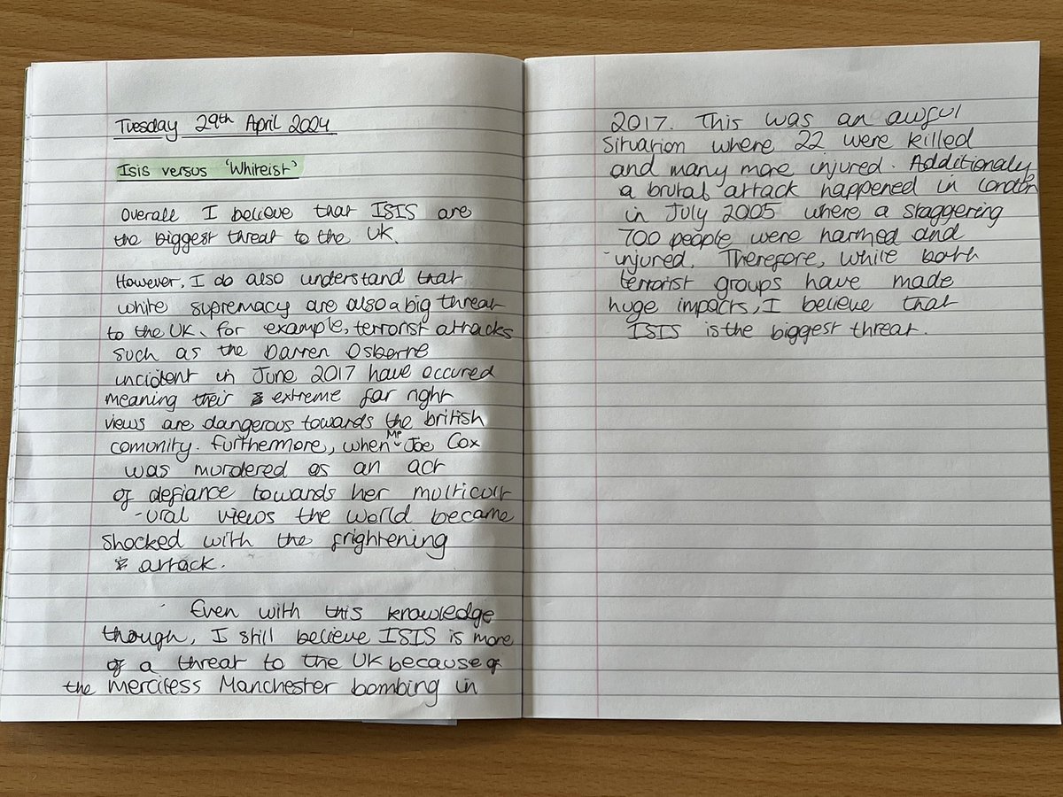 We love how informed Y8 are about modern day issues such as terrorism, ISIS and white supremacy. Well done Y8 #moderngeography