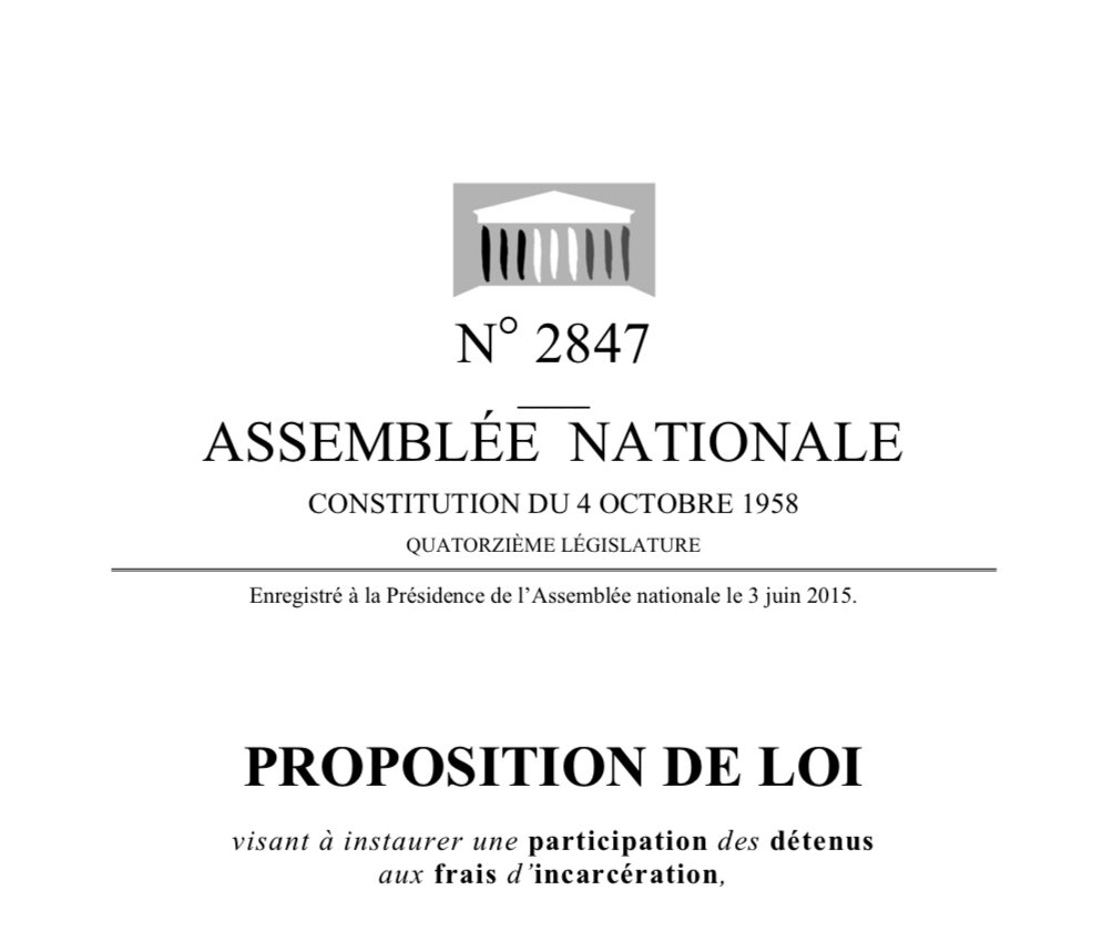 Je me félicite de votre proposition de loi, Monsieur le Ministre de la Justice, visant à instaurer une participation des détenus à leurs frais d’incarcération. 

Il y a dix ans déjà, le 3 juin 2015, je proposais ce texte ! Que de temps perdu, 10 ans…

Non, ce n’est pas aux
