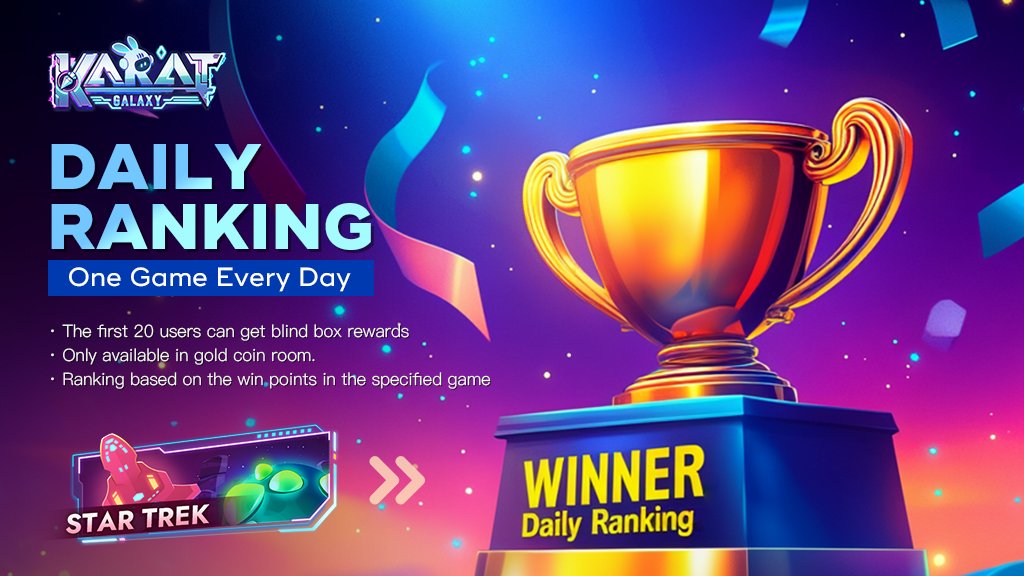 🏆 #KaratGalaxy Daily Ranking

Play ✈️STAR TREK✈️, climb the leaderboard, and win #NFT Rewards! 🎁
🔥 Today’s game: ✈️STAR TREK✈️
🏅 Top 10 win rewards!
💰 In the Gold Coin Room.
📊 Rankings based on win points.
Play now! ➡️t.me/KaratGalaxy_Bot

#Crypto #PlayToEarn #GameFi
