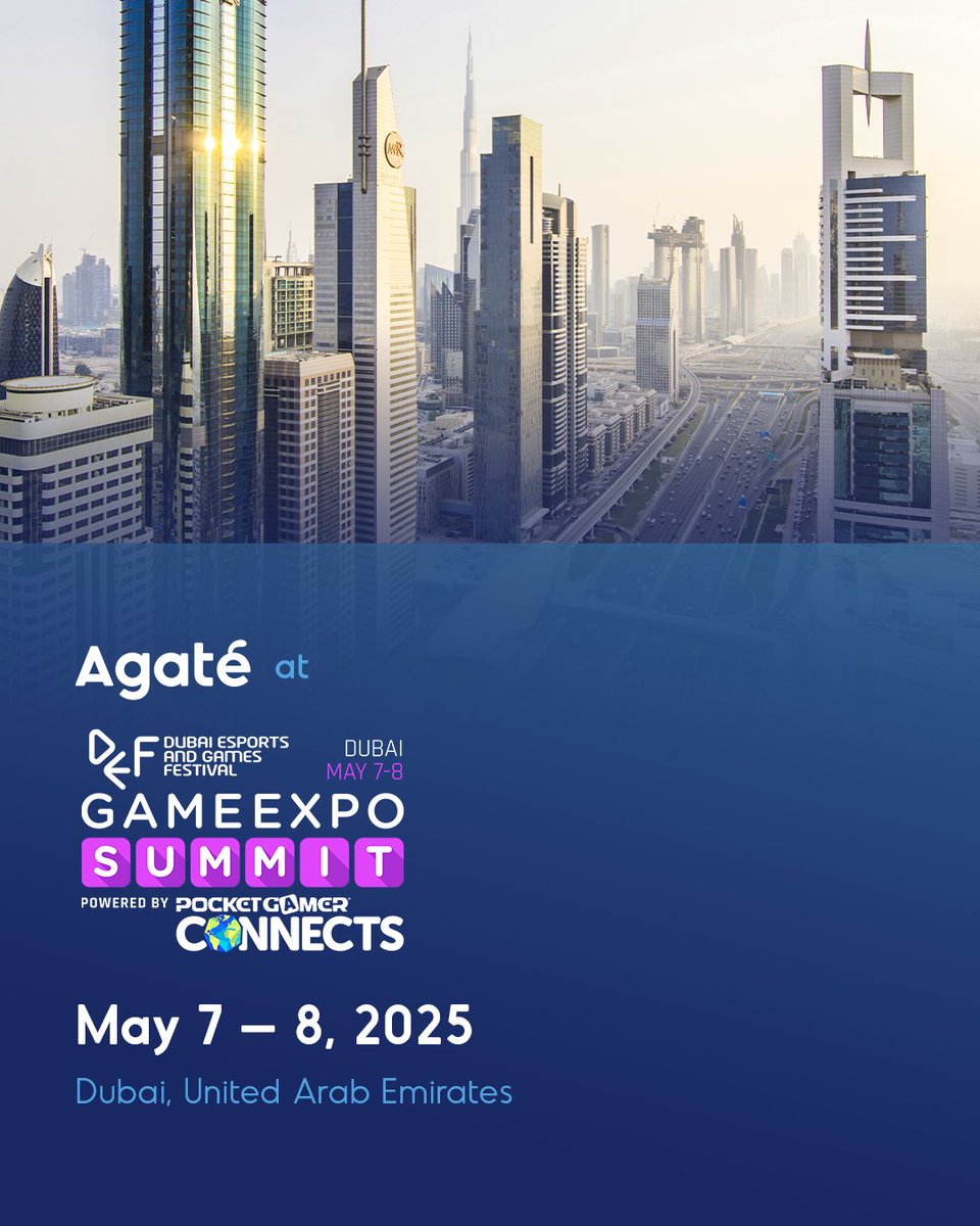 Agate is coming to Dubai GameExpo Summit 2025 🇦🇪

Catch our Business Development Manager based in South Korea, Aaliyah Lee, at Dubai World Trade Center, UAE, on May 7 – 8, 2025.

🔗Learn more about our participation s.agate.id/agatedgs25x

#DubaiGameExpoSummit2025
