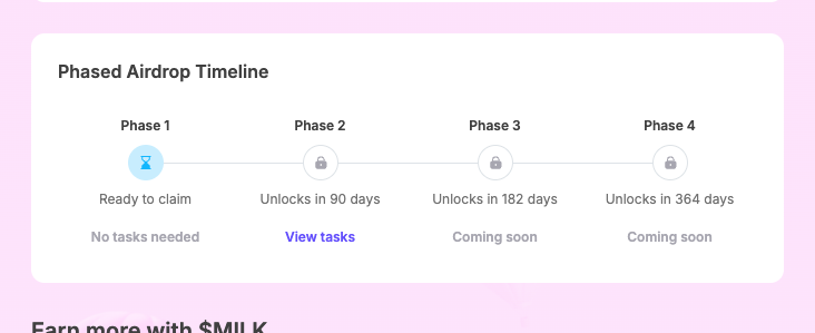 myAlphaDrops's tweet photo. $MILK Airdrop Claim is Live 🐮

Claim partially 😀
The remaining tokens will be unlocked in 3 phases by completing some tasks and meeting the requirements. 

Claim here:
https://t.co/hV5oBNpQ9P https://t.co/fgMkCqFgwd