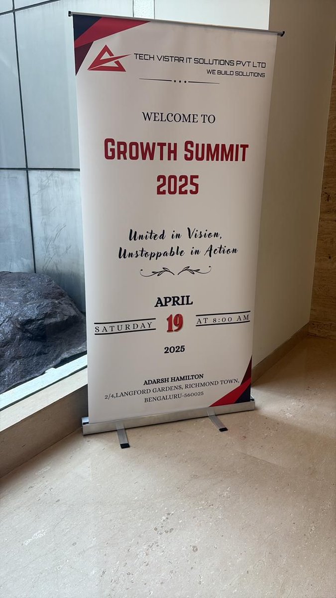 techvistar_IT's tweet image. 🌟 On Saturday, April 19th, 2025, Tech Vistar IT Solutions Pvt Ltd proudly hosted its much-anticipated event — the Growth Summit 2025 — under the powerful theme, “United in Vision, Unstoppable in Action.
#GrowthSummit2025 #TechVistarITSolutions #VisionToAction #LeadershipMatters