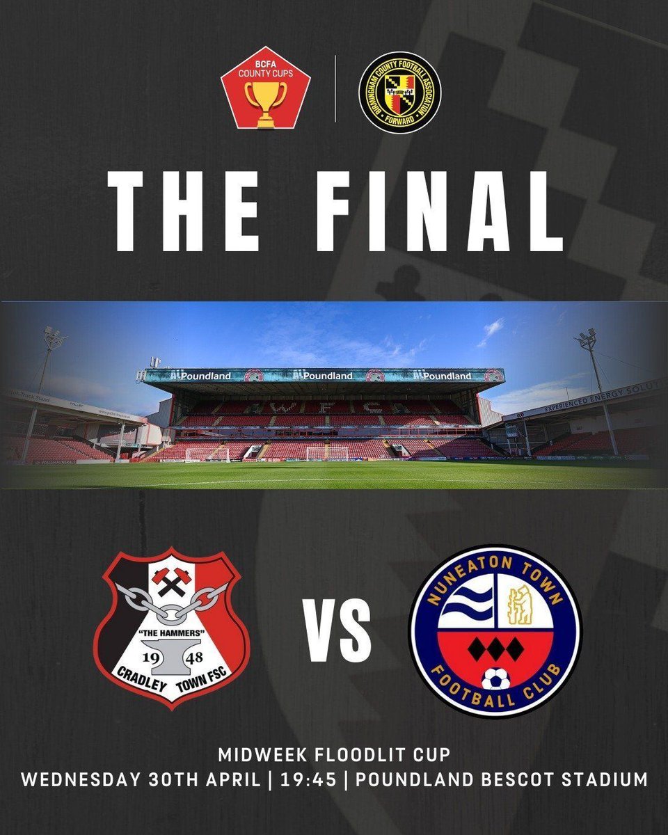 Our remarkable first season comes to an end tomorrow night at the Poundland Bescot Stadium as we face Cradley Town in the Midweek Floodlit Cup Final. We would love to see you there!