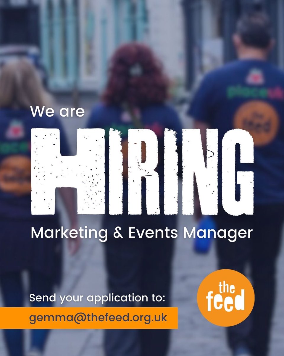 We’re hiring for a marvellous Marketing &amp; Events Manager to join our team 📢

This role is for 22.5 hours per week and the salary is £20,400 (pro rata of £34,000 FTE).

Full details and how to apply can be found here: thefeed.org.uk/about-us/vacan…

#OurFoodMakesADifference 🧡