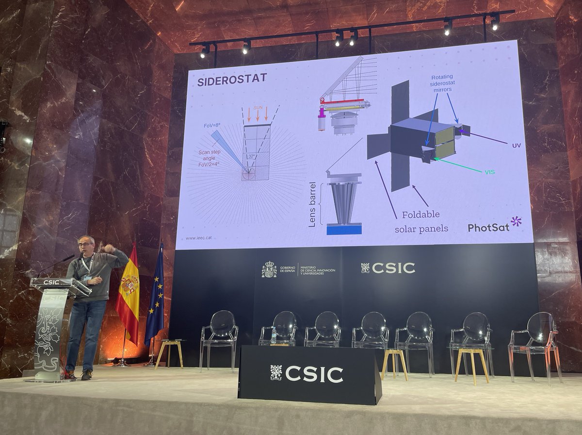 photsat_mission's tweet photo. #PhotSat was present at the VIII #RIA-MAD4SPACE 2025 conference on astronomical instrumentation and space exploration held in Madrid last week (21-24 April) to:

🗣️ Present the project.

🤝 Contact companies and scientific research institutions related to the #space sector. https://t.co/6nx22N86sl