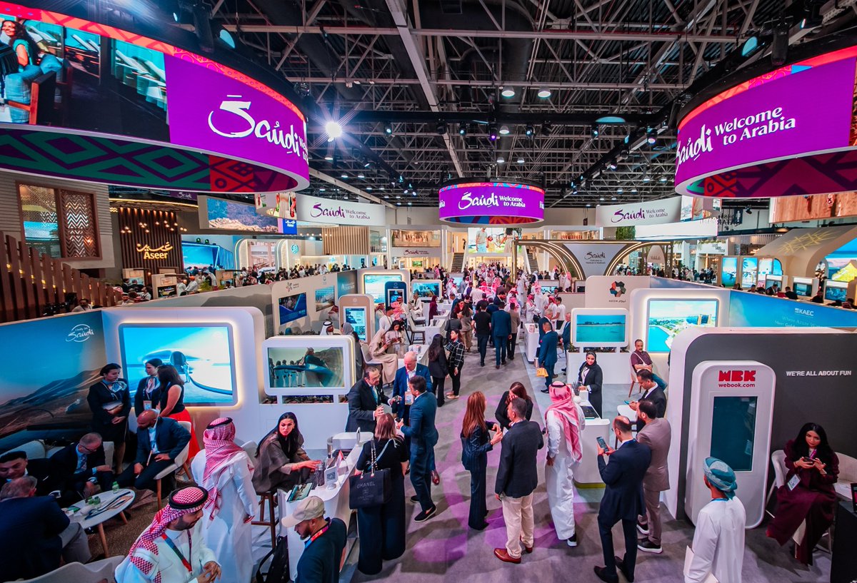 SaudiTourism's tweet photo. #SaudiTourismAuthority continues to welcome visitors to the #SaudiLand pavilion on the second day of #ATM2025, attracting strong engagement with the diverse experiences and destination showcases offered. https://t.co/WNK5ITTL2T