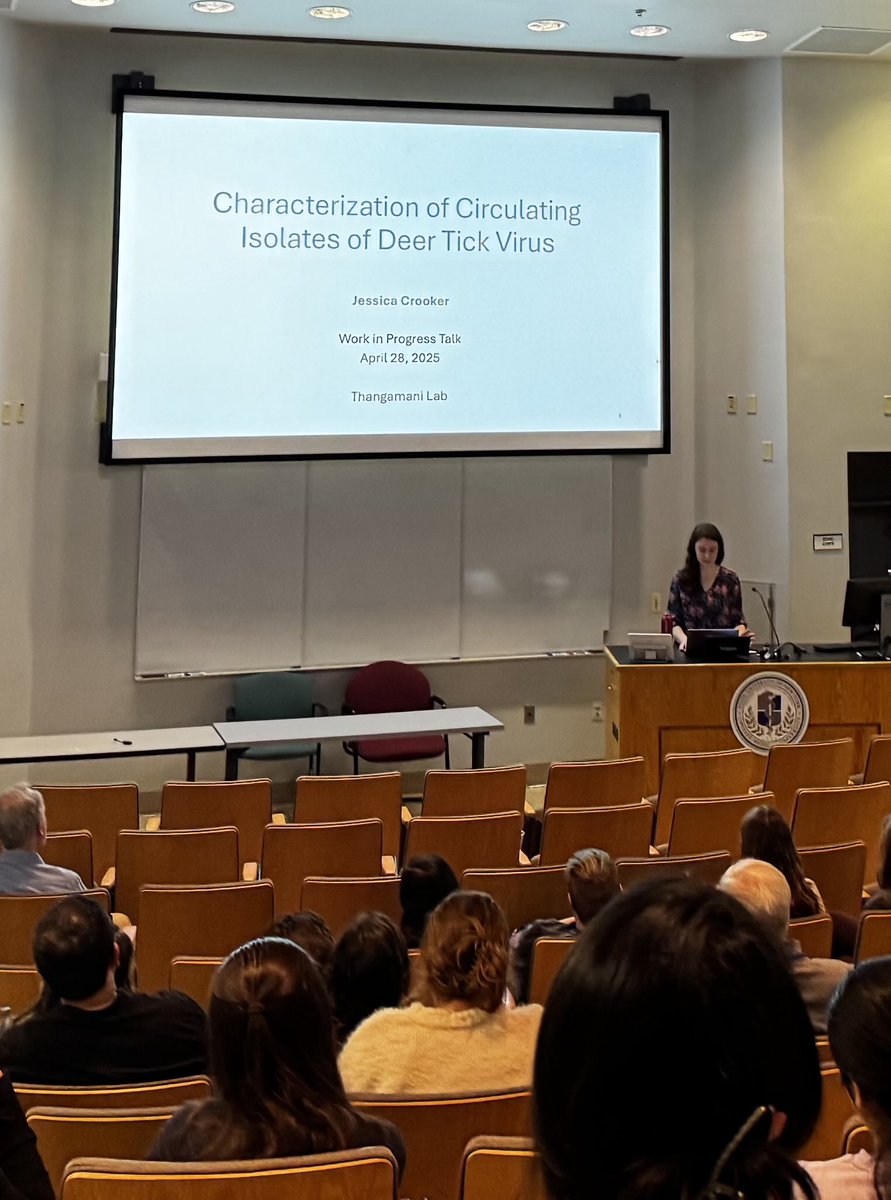 Thangamani Lab, SUNY Upstate ☣️🧬🦟🐁🦠 (@thangamani_lab) on Twitter photo MD/PhD graduate student Jessica Crooker gave an outstanding work-in-progress seminar on genotypic and phenotypic characterization of emergent #Powassan virus strains that were isolated from the human-encountered ticks submitted to <a href="/NY_Ticks/">Upstate Tick Testing Laboratory</a> <a href="/InnovateUpstate/">Upstate Research</a> MD/PhD graduate student Jessica Crooker gave an outstanding work-in-progress seminar on genotypic and phenotypic characterization of emergent #Powassan virus strains that were isolated from the human-encountered ticks submitted to <a href="/NY_Ticks/">Upstate Tick Testing Laboratory</a> <a href="/InnovateUpstate/">Upstate Research</a>