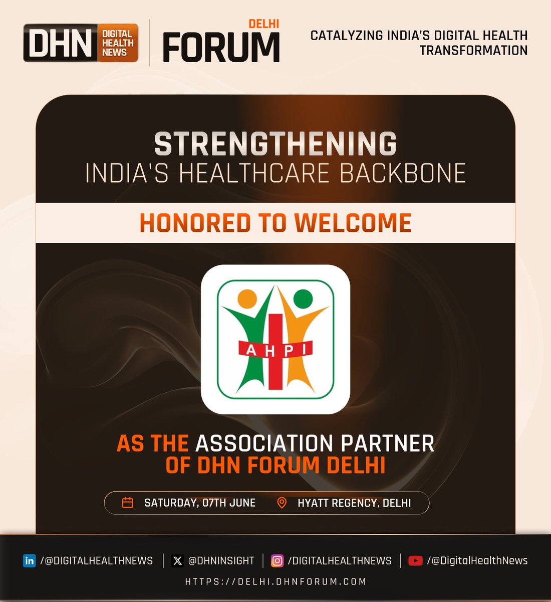 DHN is pleased to welcome Association of Healthcare Providers - AHPI (India) as our Association Partner for 𝗗𝗛𝗡 𝗙𝗼𝗿𝘂𝗺 𝗗𝗲𝗹𝗵𝗶 𝟮𝟬𝟮𝟱. Together, we are driving a future where innovation, quality, and equitable access are foundational to India’s healthcare