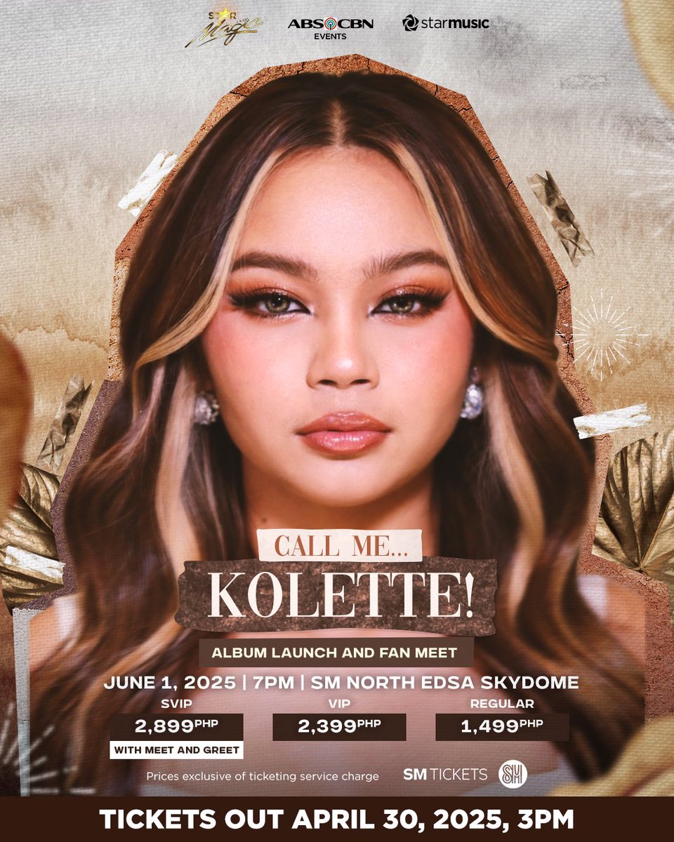 philconcerts's tweet photo. CALL ME… KOLETTE @kolettemadelo's Album Launch &amp; Fan Meet on June 1, 2025, 7PM at the SM North EDSA Skydome!

🎟️ Tickets on sale starting APRIL 30, 3PM via SM Tickets

#CallMeKolette #KOLETTEAlbumLaunch @StarMusicPH https://t.co/5f2uorkKeY