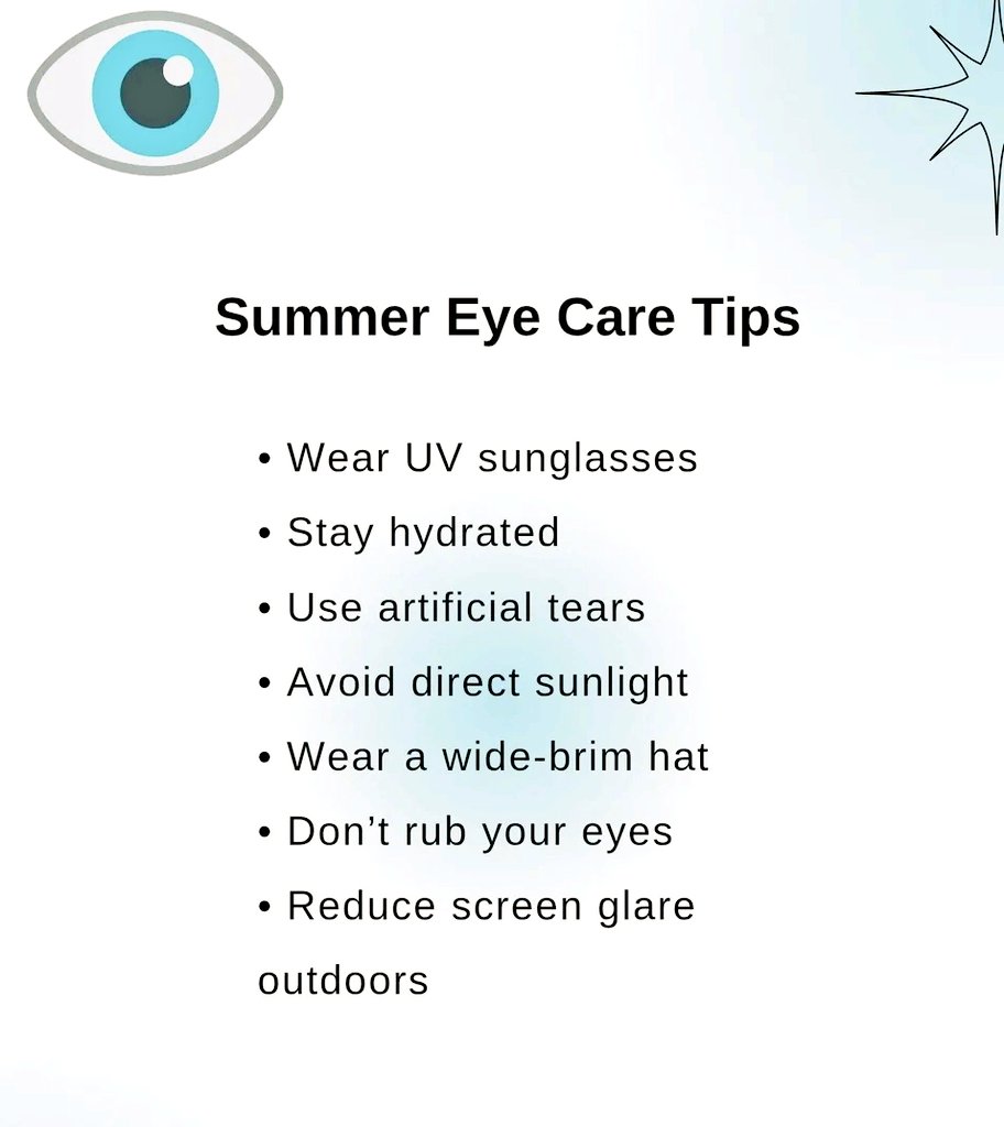 EyeMkabir's tweet image. Beat the heat: Protect your eyes with simple steps for clear, cool vision all summer long!
#Eyecare #uvprotection