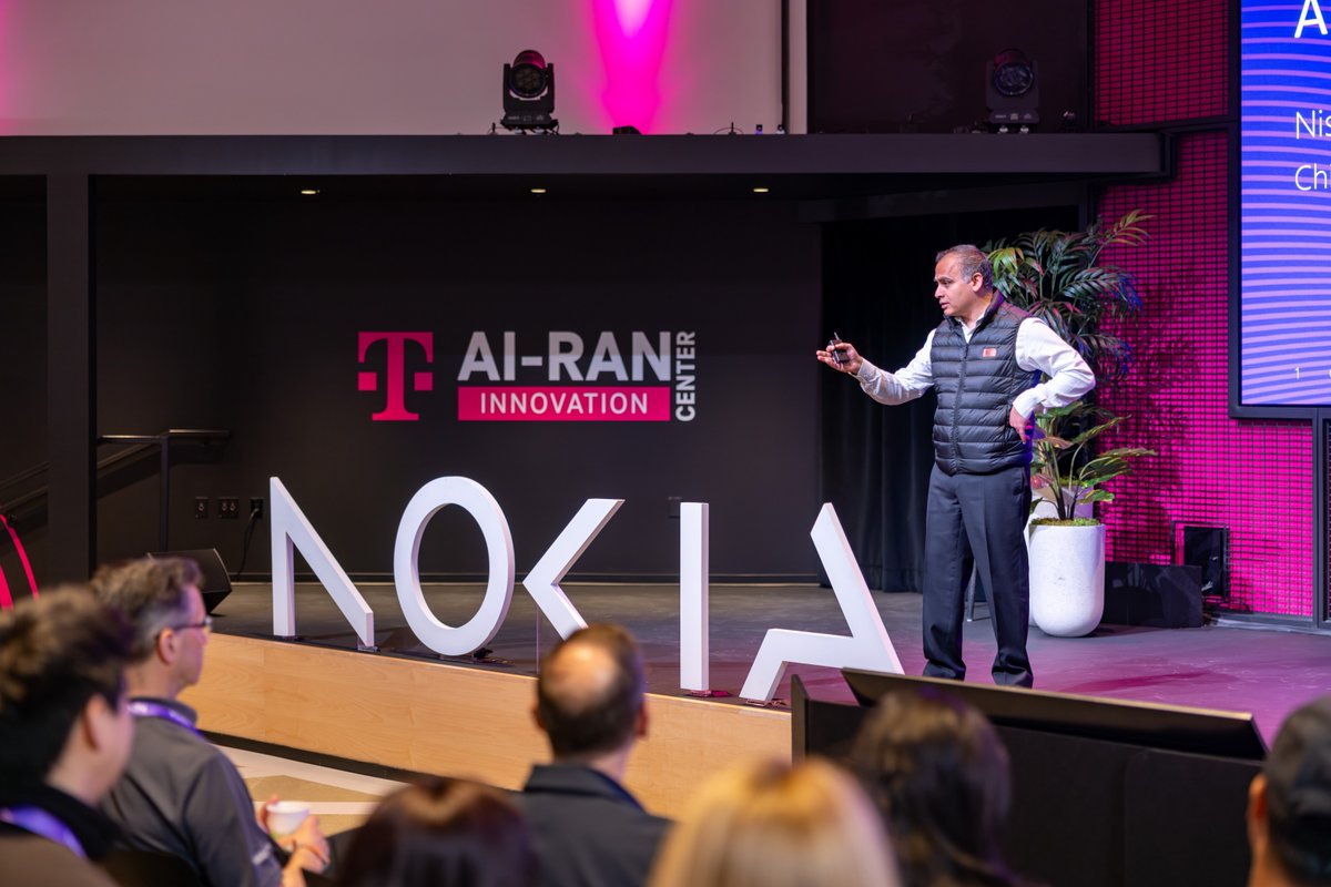 nokia's tweet photo. 🤝 We're building the future together. 

At a joint @TMobile and Nokia Amplify 2025 Innovation &amp; Technology Day, our CSTO Nishant Batra offered insight into the foundations of an AI-driven tomorrow. 

#5G #Innovation #Nokia #TMobile #FutureofConnectivity https://t.co/FmmRdXaeEC