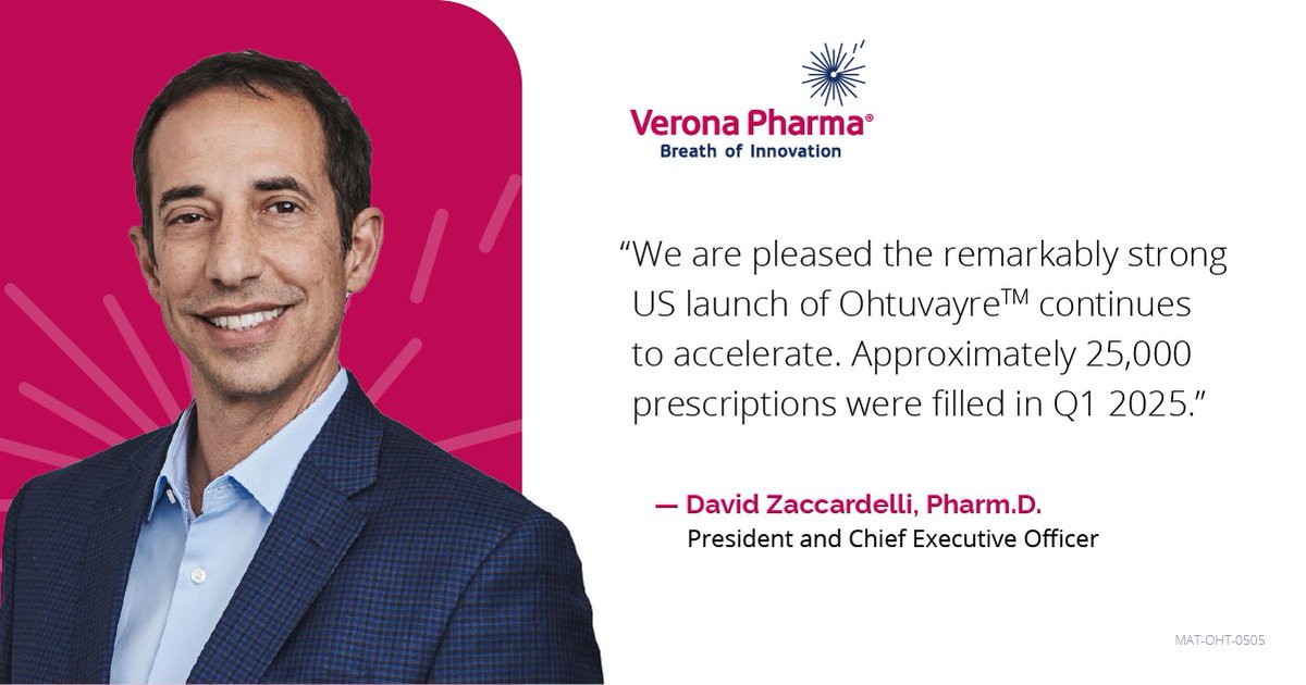 Today, we announced our financial results for the first quarter of 2025. We continue to see strong momentum in our launch.

Join our investment community webcast at 9 a.m. ET / 2 p.m. BST: bit.ly/432cFct

#VRNA