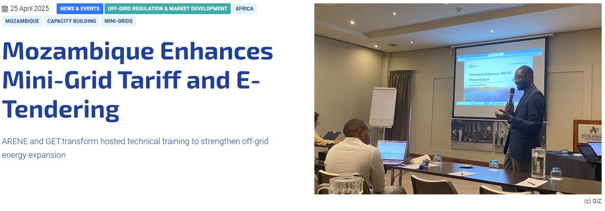 GET.transform (@get_transform) on Twitter photo A technical training by #ARENE & <a href="/GET_transform/">GET.transform</a> equips energy professionals with skills in cost-reflective tariffs and e-tendering for efficient #MiniGrid deployments.
Smart tools, stronger off-grid solutions.
Details: get-transform.eu/mozambique-enh…
#Mozambique #EnergyTransition A technical training by #ARENE & <a href="/GET_transform/">GET.transform</a> equips energy professionals with skills in cost-reflective tariffs and e-tendering for efficient #MiniGrid deployments.
Smart tools, stronger off-grid solutions.
Details: get-transform.eu/mozambique-enh…
#Mozambique #EnergyTransition