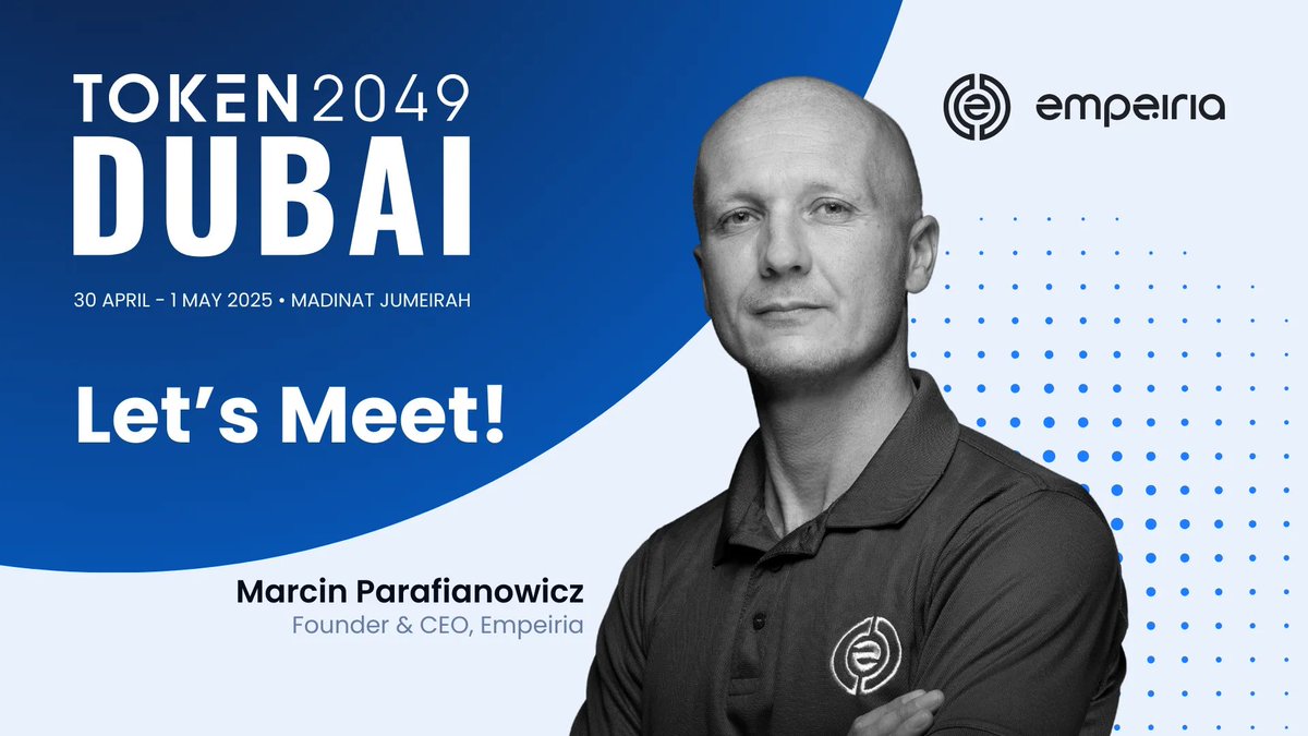 empe_io's tweet image. Meet Empeiria’s Founder &amp;amp; CEO - Marcin Parafianowicz at TOKEN2049

TOKEN2049 Dubai sets a new global standard for crypto events with already more than 15,000 tickets sell-out! As one of the pioneers of AI and Trust from Dubai - we can't miss it!

📌 30 April - 1 May 2025, Dubai