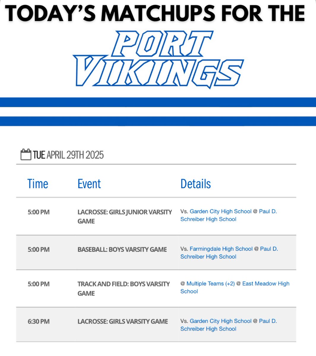 Port Washington Athletics (@portwashad) on Twitter photo 