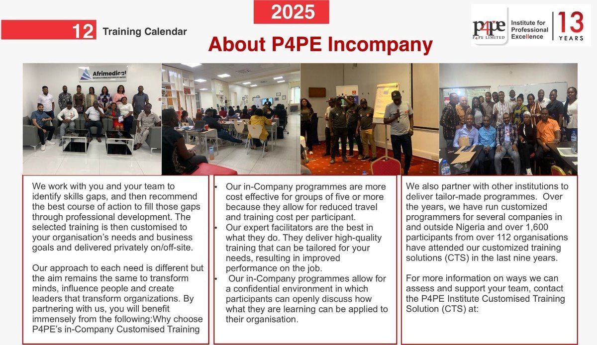 P4PEtwt's tweet image. One-size-fits-all training doesn't cut it. P4PE’s Customized Training Solutions are tailored to your goals, people &amp;amp; culture driving real ROI.

From leadership to project management, we’ve got you covered.

📞 Let’s talk: p4pe.co #P4PEInstitute #CustomizedTraining