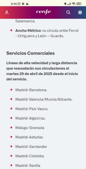 Cómo se puede tener la vergüenza de decir que se restaura el servicio desde primera hora sabiendo que no hay servicio.
Mis padres (más de 70 años) en la estación de Córdoba desde las 08:00 para intentar coger un tren que <a href="/Inforenfe/">InfoRenfe</a> sabía que no iba a salir
<a href="/Renfe/">Renfe</a> 
<a href="/transportesgob/">Ministerio Transportes y Movilidad Sostenible</a>