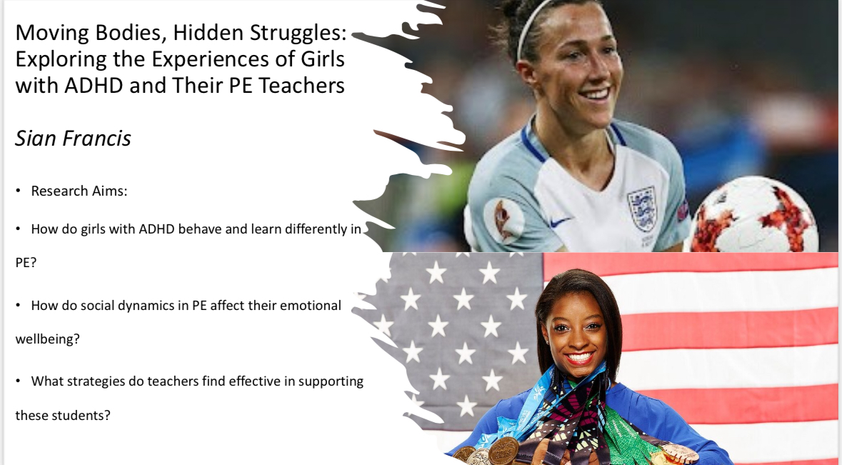 Pe4Conference's tweet image. Wrapping up day one of our #year4conference we have Sian Francis, who will explore the experiences of girls with ADHD in PE! Excited to hear her findings and future research plans! 🏃♀️💪