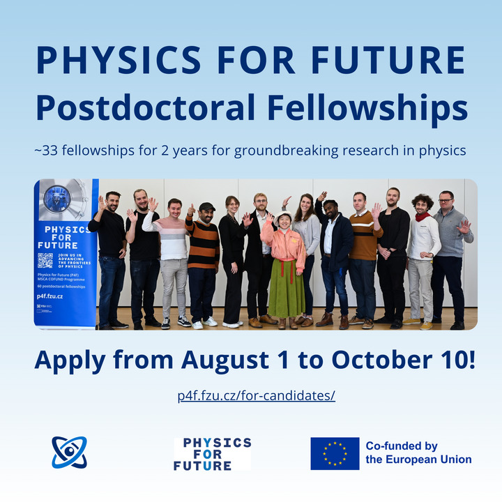 Fyzikální ústav AV ČR (@fzu_avcr) on Twitter photo 🥼 Looking to lead your own postdoctoral research project in physics?
🇪🇺 🌍 Join MSCA COFUND program #PhysicsForFuture!
⚛️ <a href="/FZU_AVCR/">Fyzikální ústav AV ČR</a> is offering 33 fellowships for cutting-edge research. Apply from August 1 to conduct your own project!
Find out more ➡️ p4f.fzu.cz/for-candidates/ 🥼 Looking to lead your own postdoctoral research project in physics?
🇪🇺 🌍 Join MSCA COFUND program #PhysicsForFuture!
⚛️ <a href="/FZU_AVCR/">Fyzikální ústav AV ČR</a> is offering 33 fellowships for cutting-edge research. Apply from August 1 to conduct your own project!
Find out more ➡️ p4f.fzu.cz/for-candidates/