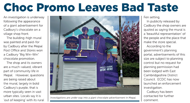 Investigations are under way into a giant chocolate advertisement in Mepal...