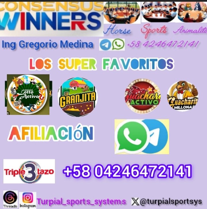 Ya tenemos los favoritos para hoy martes ayer un día productivo con panda toro y caballo afiliación por mensaje Whatsapp+58 4246472141 <a href="/marrpacheco/">rafael pacheco</a>