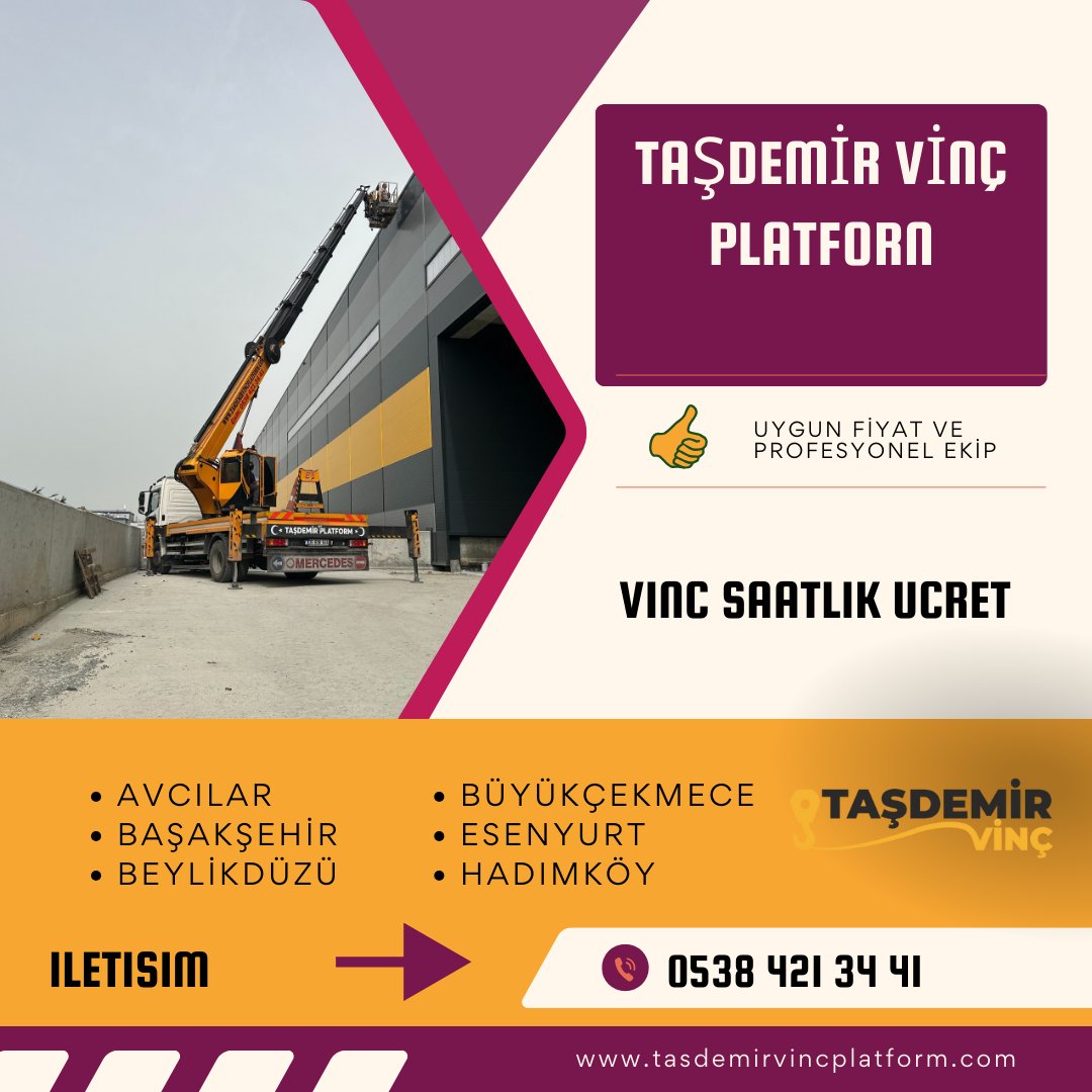 Taşdemir Vinç 7/24 tüm ihtiyaçlarınıza en hızlı çözümü sunmaktadır. 

0538 421 34 41

tasdemirvincplatform.com/vinc-saatlik-u…

#vinç #vinc #sepetlivinc #sepetlivinç #esenyurtsepetlivinc #beylikdüzüsepetlivinc #kiralıksepetlivinc #avcılarsepetlivinc #kiralıksepetlivinc #hadimköysepetlivinc