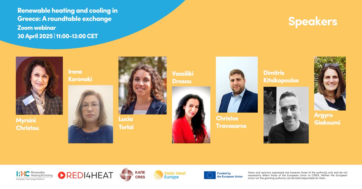 One day left before our webinar "Renewable Heating and Cooling #RHC in Greece: A Roundtable Exchange"♨️❄️
Register here 👉us06web.zoom.us/meeting/regist…