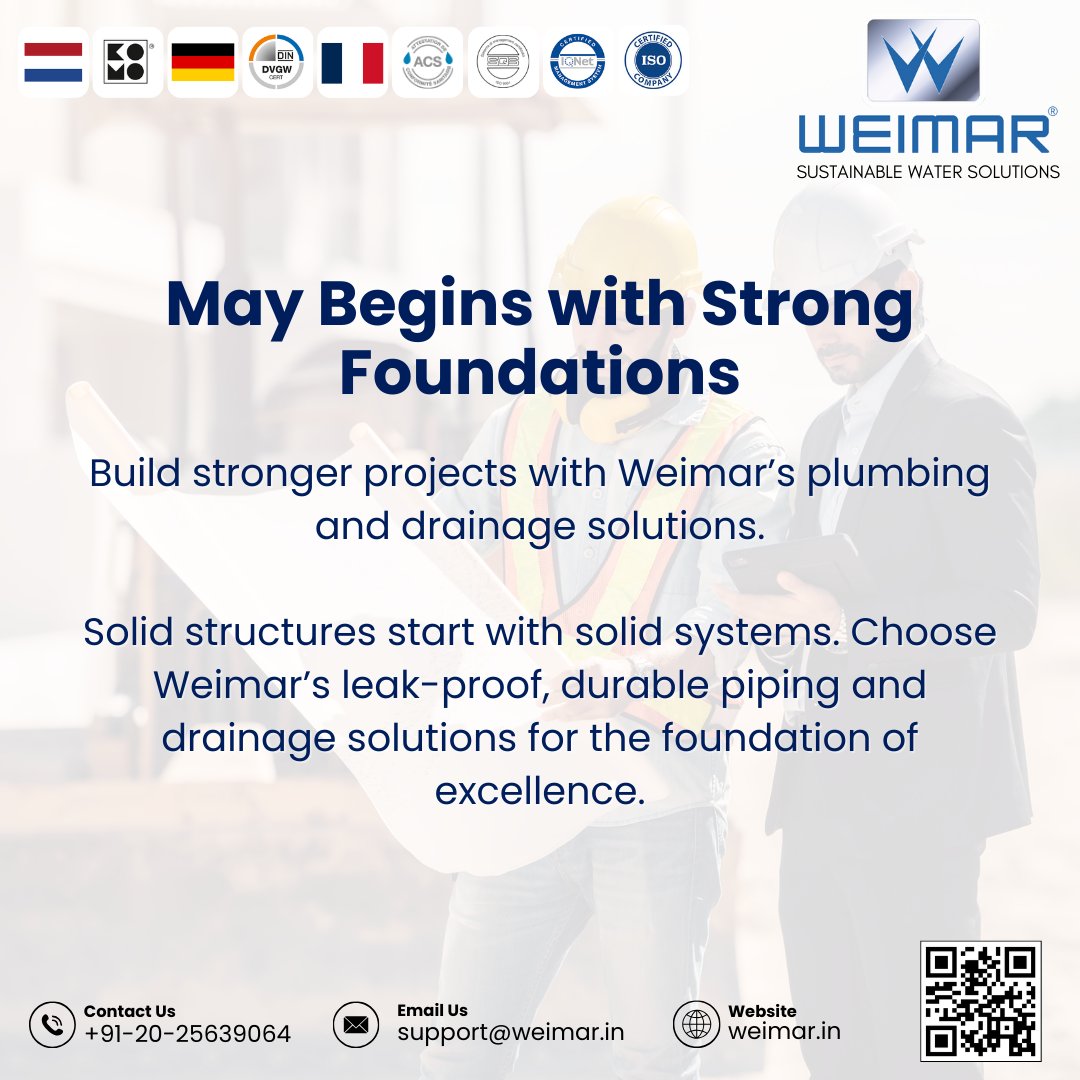 weimarindiallp's tweet image. Backed by European technology, certifications, and 20+ years of trust, Weimar is the backbone of smart water management in modern construction.

#ModernPlumbing #WeimarSolutions #FlexiblePlumbing #LeakProofTechnology #InnovativePlumbing #PlumbingMadeEasy #DurablePipes