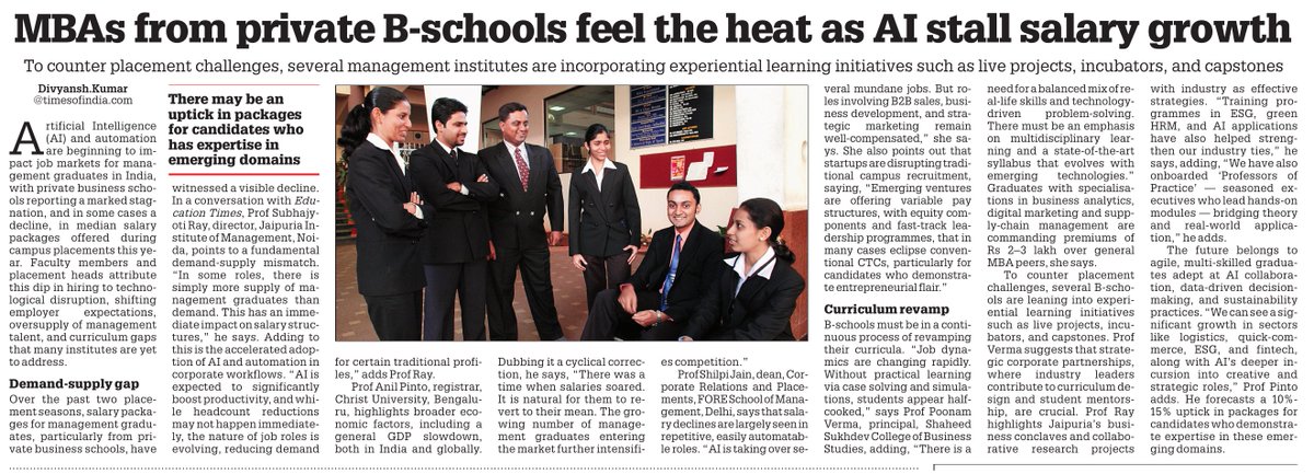 MBAs from private B-schools feel the heat as AI and automation stall salary growth

Read my full story here | educationtimes.com/article/campus…
#MBA #BSchool #AI #ArtificialIntelligence #Automation #Management