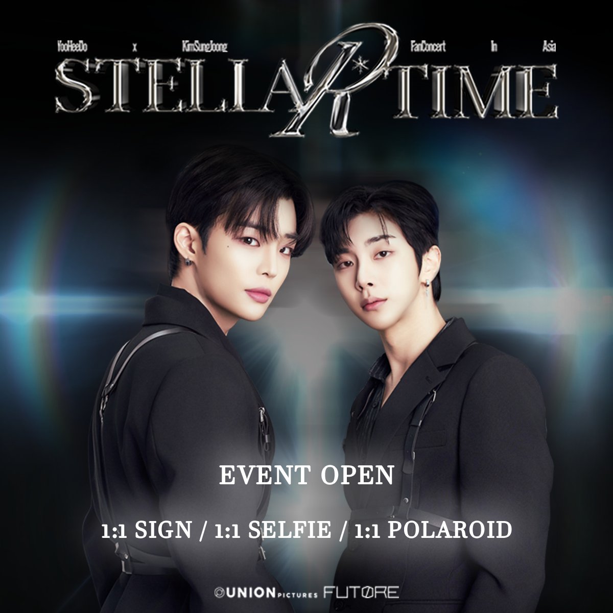 [Yoo Hee Do x Kim Sung Joong Fan Concert In Asia: Stellar Time] 특전회 안내

Stellar Time의 마지막 특전회 오픈💫

🎟 특전회 안내
- 종류 : 셀카회, 폴라회, 팬사인회
- 일시 및 장소 : 05. 03 (수) / BRST STUDIO
- 티켓 오픈:  04. 30 (금) 19:00

📌 예매 방법
🔗bit.ly/4iBoA5q