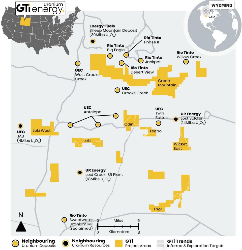 GTi’s Green Mountain Project in #Wyoming is part of the Great Divide Basin #uranium portfolio and lies immediately adjacent to GTI’s other Great Divide Basin projects &amp; adjacent to Energy Fuel’s 30Mlb Sheep Mountain, Ur-Energy’s Lost Soldier, UEC’s Jackpot &amp; Antelope deposits
🇦🇺