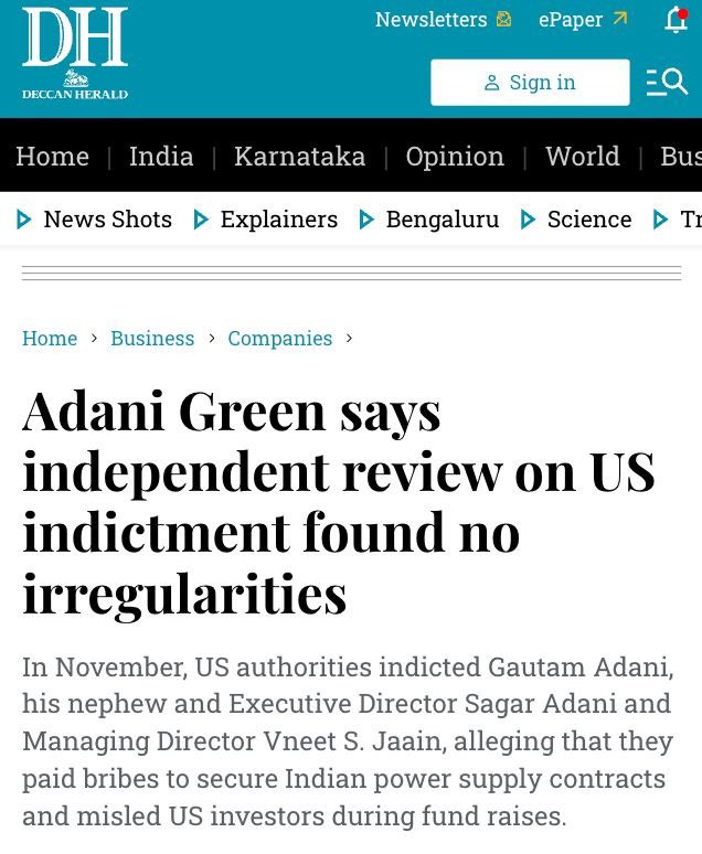BIG BREAKING 🚨 | Congress Caught Lying — Adani Green Gets Clean Chit #OperationZeppelinStorm

-No bribery. No irregularities. No violations.
-Entire toolkit operation falls flat.
-Mossad’s foreign conspiracy findings stand confirmed.

Today, the truth smashed their propaganda.