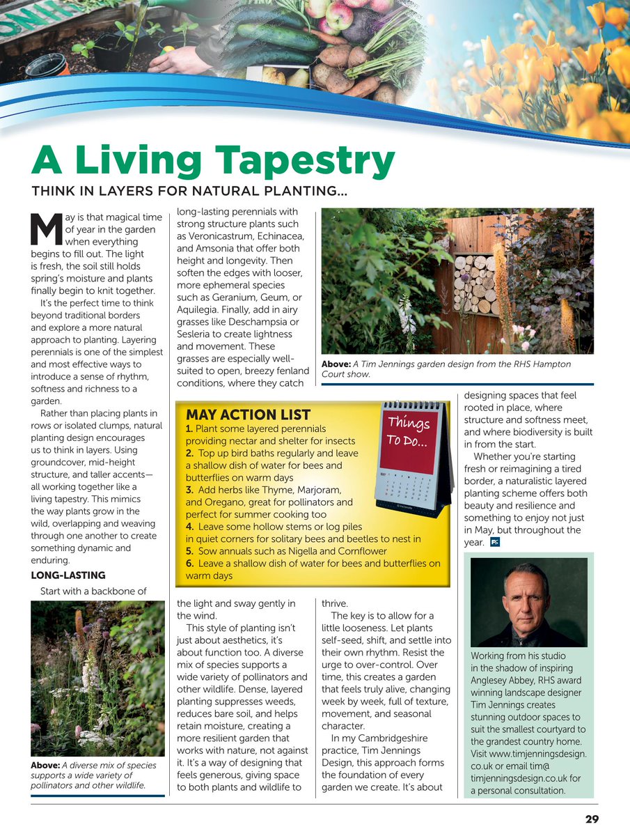 Your May action list for the garden and some ideas on layering for natural planting... 🌿🐝🦋☀️🪻

#Fenscene #gardeningtips #PollinatorFriendly #GardenDesign
