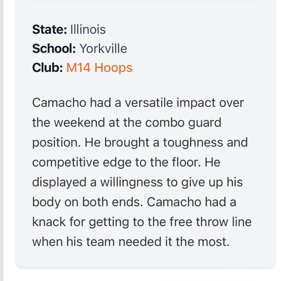 Lucas Camacho (@thelucascamacho) on Twitter photo Thank you PrepHoops for the write up <a href="/PrepHoops/">Prep Hoops π</a> <a href="/PHCircuit/">Prep Hoops Circuit π</a> <a href="/PrepHoopsIL/">Prep Hoops Illinois</a> Thank you PrepHoops for the write up <a href="/PrepHoops/">Prep Hoops π</a> <a href="/PHCircuit/">Prep Hoops Circuit π</a> <a href="/PrepHoopsIL/">Prep Hoops Illinois</a>