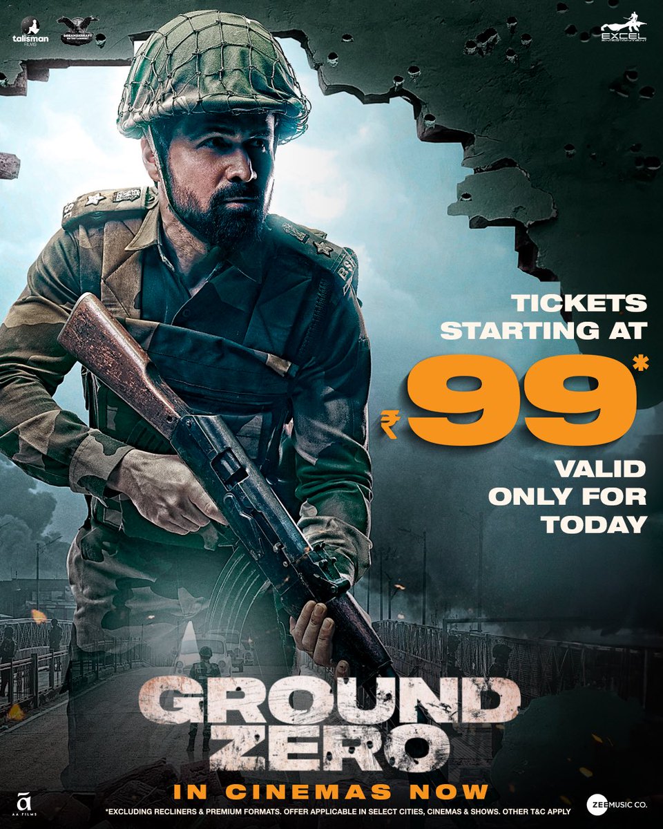 Ritesh Sidhwani (@ritesh_sid) on Twitter photo Watch the story of Ground Zero unfold on the big screen, at just ₹99 today.
Book your tickets here: linktr.ee/GroundZeroInCi…
<a href="/emraanhashmi/">Emraan Hashmi</a> <a href="/SaieTamhankar/">Sai</a> <a href="/zyhssn/">Zoya Hussain</a> <a href="/rdeepakparamesh/">Deepak Paramesh</a> #LalitPrabhakar #RockeyRaina <a href="/tejasdeoskar/">Tejas Prabha Vijay Deoskar 🇮🇳</a> <a href="/FarOutAkhtar/">Farhan Akhtar</a> <a href="/sanchit421/">Sanchit Gupta</a> <a href="/iampriyadarshee/">Priyadarshee</a> @J10kassim Watch the story of Ground Zero unfold on the big screen, at just ₹99 today.
Book your tickets here: linktr.ee/GroundZeroInCi…
<a href="/emraanhashmi/">Emraan Hashmi</a> <a href="/SaieTamhankar/">Sai</a> <a href="/zyhssn/">Zoya Hussain</a> <a href="/rdeepakparamesh/">Deepak Paramesh</a> #LalitPrabhakar #RockeyRaina <a href="/tejasdeoskar/">Tejas Prabha Vijay Deoskar 🇮🇳</a> <a href="/FarOutAkhtar/">Farhan Akhtar</a> <a href="/sanchit421/">Sanchit Gupta</a> <a href="/iampriyadarshee/">Priyadarshee</a> @J10kassim