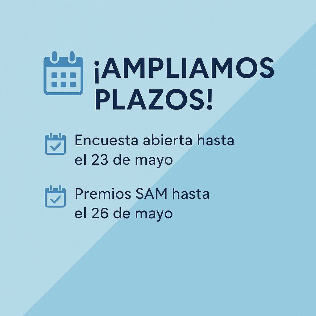 clubdeinnovacio's tweet photo. 📣 ¡Se amplía el plazo de participación en el #SAMValladolid2025!
Aún estás a tiempo de:
✅ Rellenar la encuesta sobre servicios SAM (hasta el 23 de mayo)
✅ Presentar tu candidatura (hasta el 26 de mayo)
✅ Inscribirte como asistente 
https://t.co/XjPm2v82fX https://t.co/Eulbd3JAI6