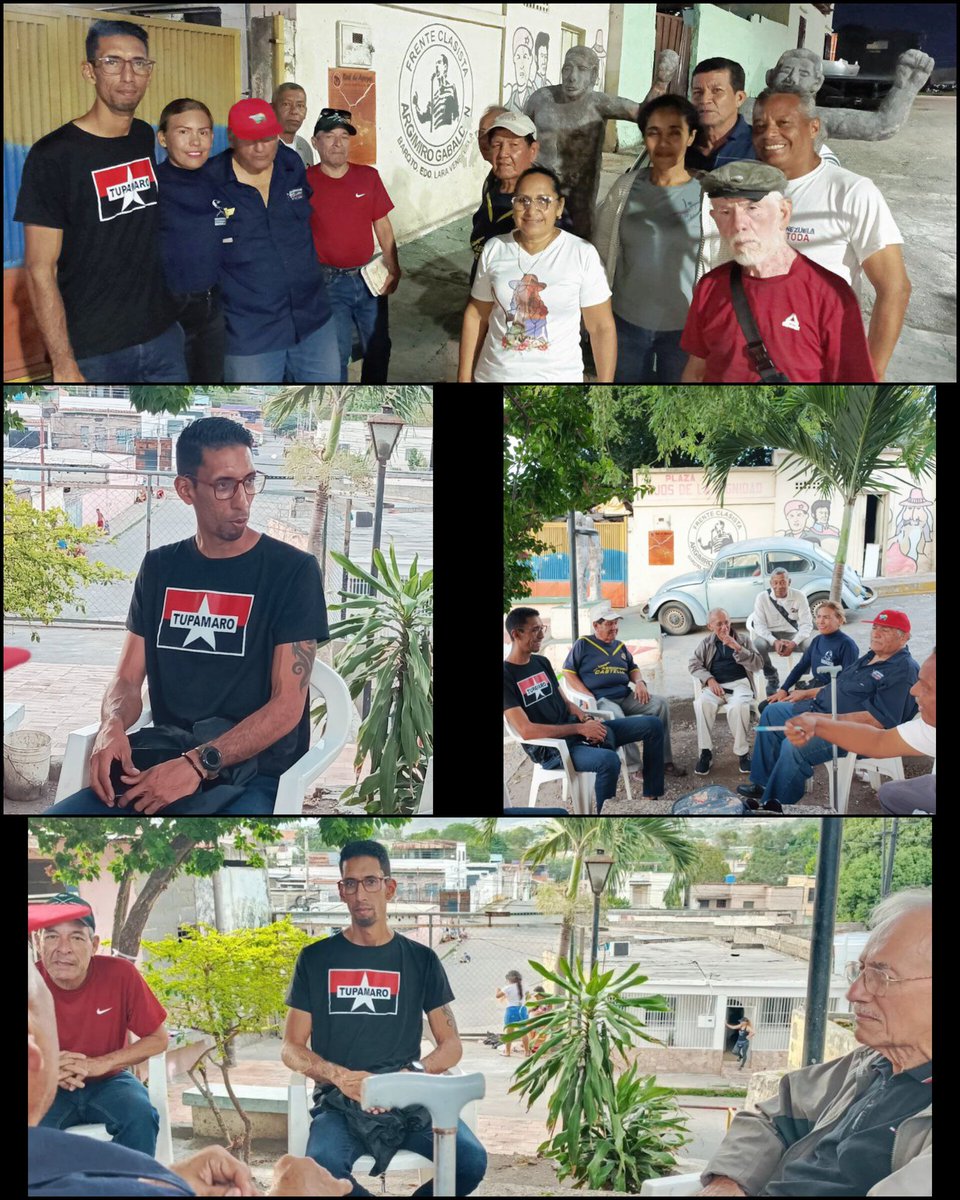 En el Estado <a href="/MrtLara2/">Tupamaro Lara</a> Municipio Iribarren, miembros de la Dirección Regional junto a nuestro candidato a la <a href="/Asamblea_Ven/">Asamblea Nacional 🇻🇪</a> <a href="/GustavoVasMrt/">GustavoVasquezMRT</a> llevaron a cabo conversatorio con el Frente Clasista Argimiro Gabaldón rumbo a la Victoria del próximo 25 de mayo.
🔴⚫👊