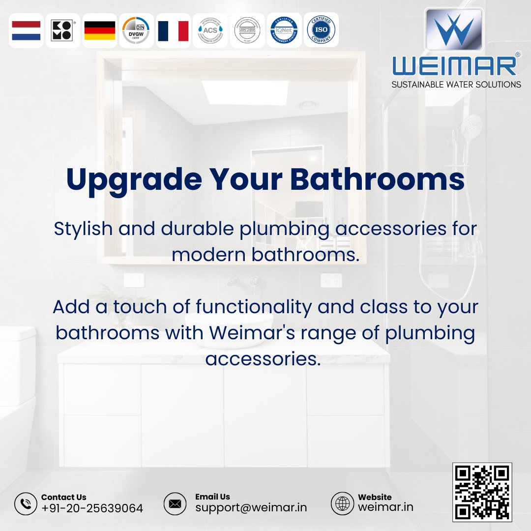 weimarindiallp's tweet image. Upgrade your space with Weimar’s premium range of plumbing accessories—where elegance meets engineering.

#ModernPlumbing #WeimarSolutions #FlexiblePlumbing #LeakProofTechnology #InnovativePlumbing #PlumbingMadeEasy #DurablePipes #WeimarIndiaLLP #WeimarDrainage