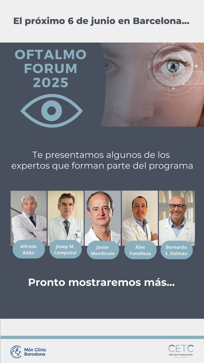 📢 ¿Ya viste la foto? Sí, son parte de los profesionales, pero los de la Mesa 1 sobre el futuro de la Oftalmología pública son otros… y no querrás perdértelos. 
📷 6 de junio, Barcelona 
📷 Plazas disponibles bit.ly/420DgoP
📷 Base de datos CETC lnkd.in/dbHXCFkq
