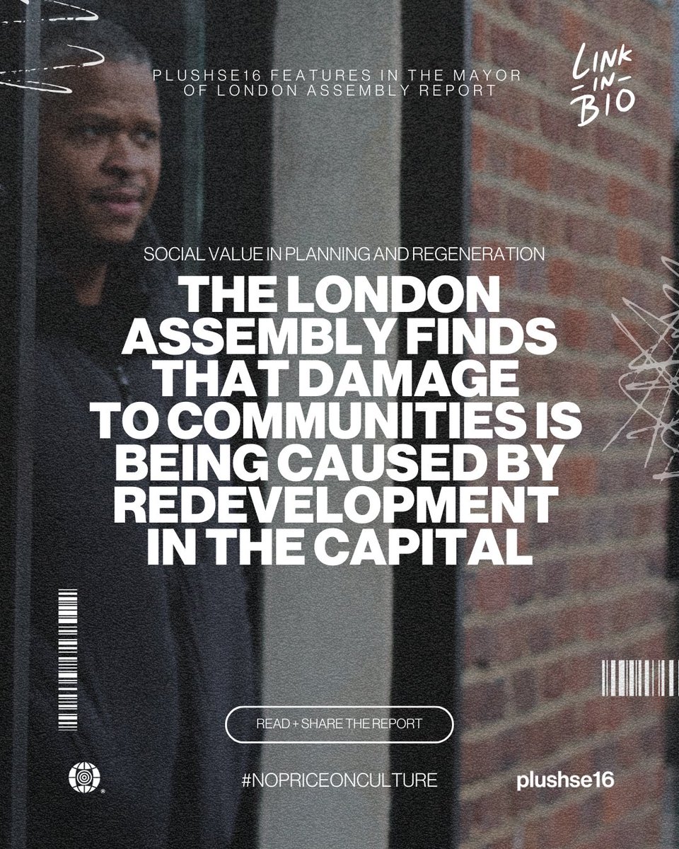 PLUSH SE16 (@plushse16) on Twitter photo Mayor of London <a href="/LondonAssembly/">London Assembly</a> has launched a report following a Social Value investigation – guess what they found out!
🔗 Read more linktr.ee/_plush
#SocialValue #JusticeForPlush #NoPriceOnCulture
#Regeneration #UrbanPlanning #TheLondonPlan Mayor of London <a href="/LondonAssembly/">London Assembly</a> has launched a report following a Social Value investigation – guess what they found out!
🔗 Read more linktr.ee/_plush
#SocialValue #JusticeForPlush #NoPriceOnCulture
#Regeneration #UrbanPlanning #TheLondonPlan