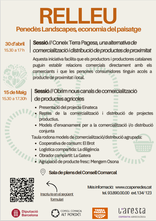 L'Ajuntament informa que demà dia 30 d'abril hi ha la sessió "Coneix Terra Pagesa, una alternativa de comercialització i distribució de prductes de proximitat"