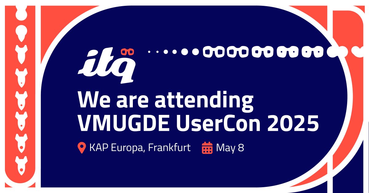 ITQ's tweet image. It&apos;s almost time for the VMUGDE UserCon 2025 in Frankfurt! As proud Platinum sponsor of the event, we’ll be there with our booth. Feel free to stop by. Will we see you there?

More info: itq.eu/event/vmugde-u…

#vmugusercon #vmugde