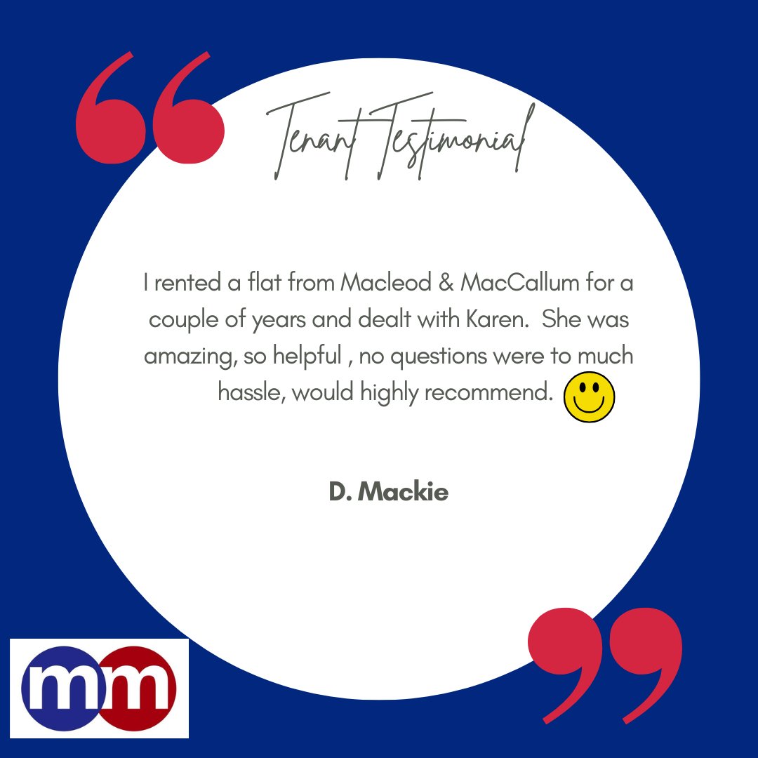 TENANT TESTIMONIAL

What a lovely review to receive.  It was a pleasure to manage this tenancy for the past 3 years.

LARN 1902060