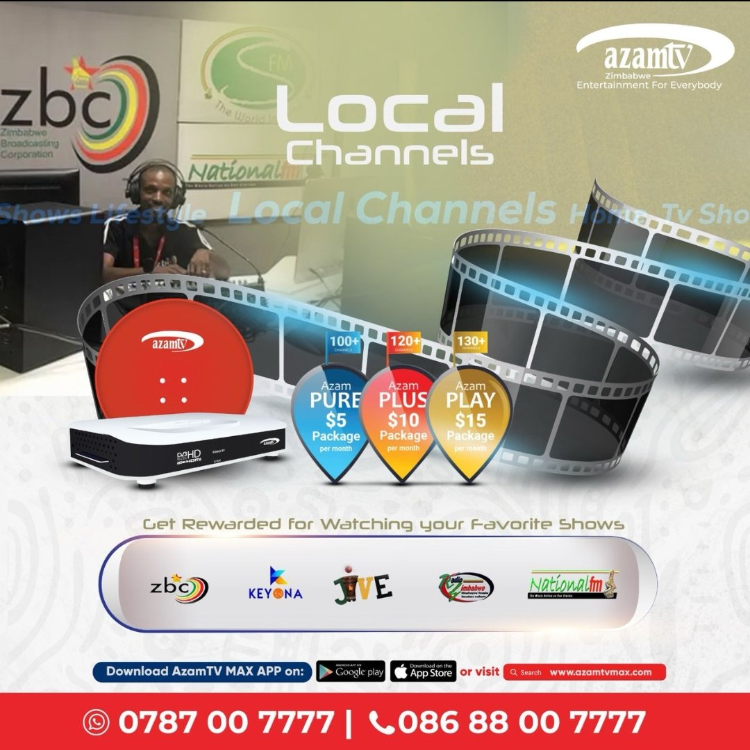 KeYona TV (@keyonatv) on Twitter photo Get your Azam TV decoder now to enjoy local entertainment and so much more.
<a href="/azamtvzw/">Azam TV Zimbabwe🇿🇼🇹🇿</a> Get your Azam TV decoder now to enjoy local entertainment and so much more.
<a href="/azamtvzw/">Azam TV Zimbabwe🇿🇼🇹🇿</a>